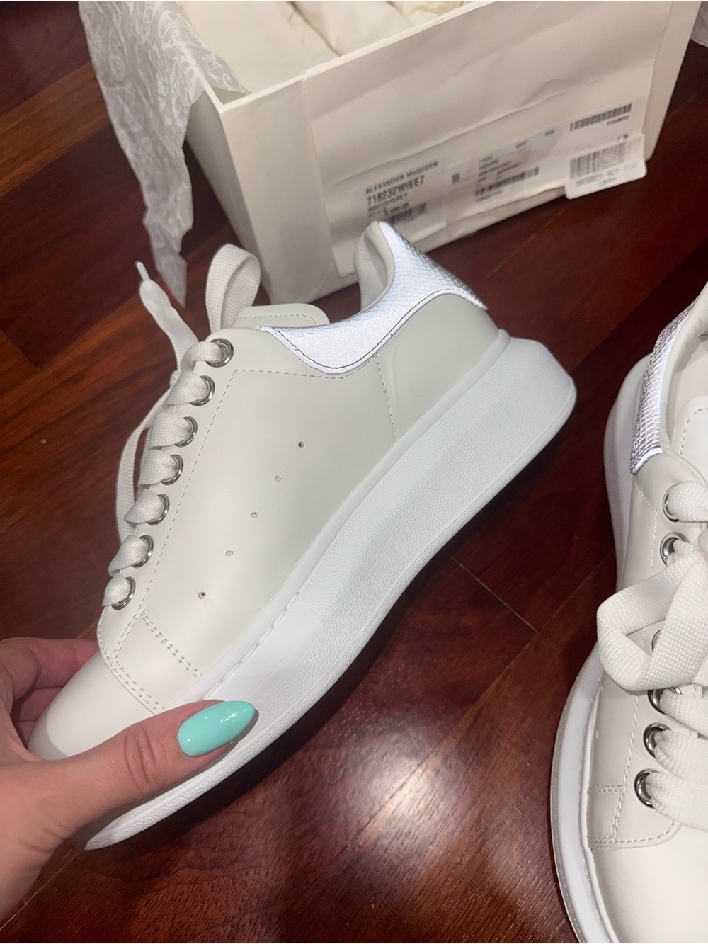 Alexander McQueen Snake Embossed Holographic Heel Oversized Sneakers - 37.5